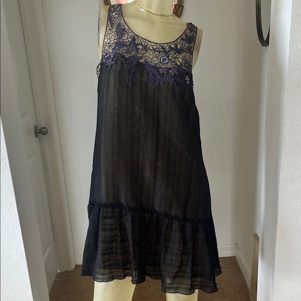 Free People Boho Adorable Sheer Overlay Dress